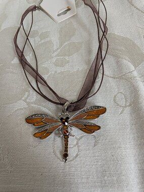 Handcrafted Dragonfly Corded Choker Necklace